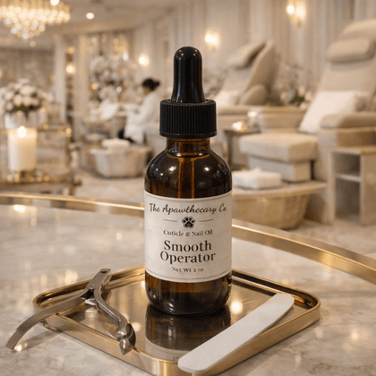 Product image of Smooth Operator Cuticle & Nail Oil by The Apawthecary Co, emphasizing nail care and hydration.