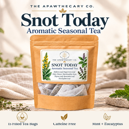 Snot Today — Aromatic Seasonal Tea; product showcase.