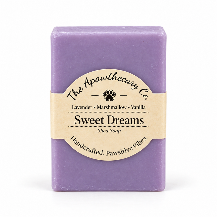 Sweet Dreams soap on white background