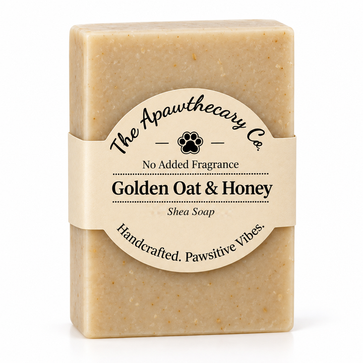 Golden Oat & Honey soap on white background