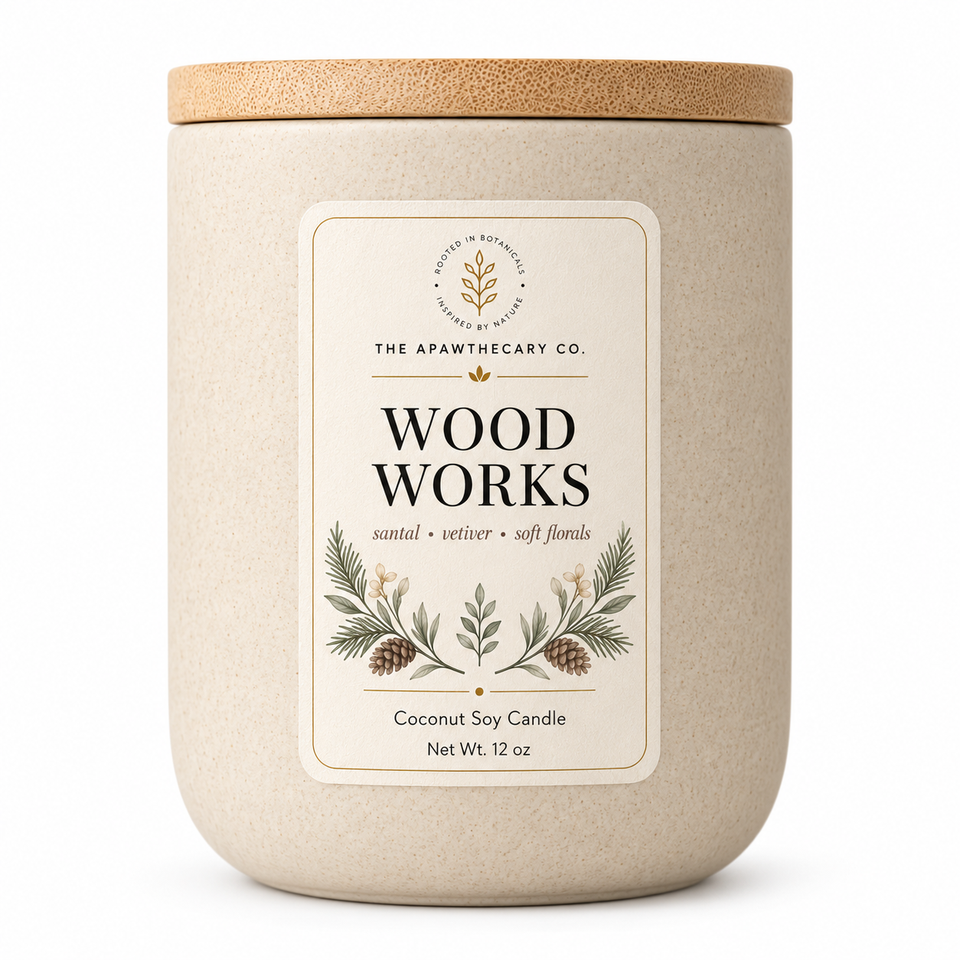 Wood Works 12 oz ceramic candle